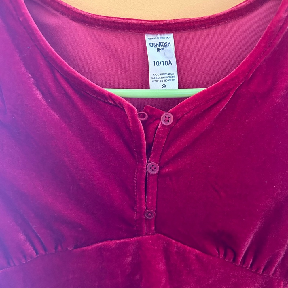 Girls red velvet holiday dress